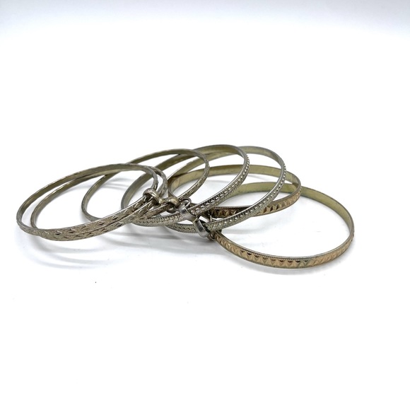 Multiple Bangles Bracelets Gold & Silver Tone - Picture 3 of 4